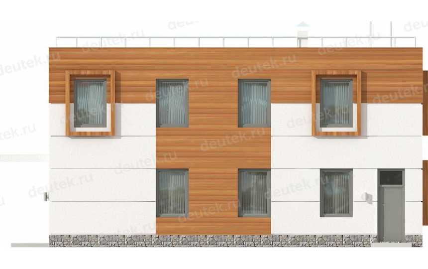 Проект двухэтажного монолитного дома в стиле Неомодернизм -  KR14