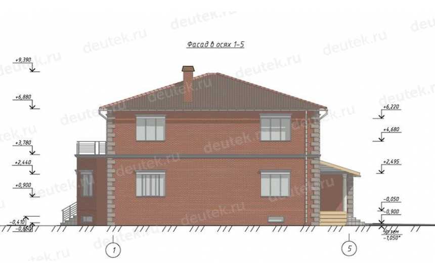 Проект двухэтажного дома из газобетона с гаражом -  D1