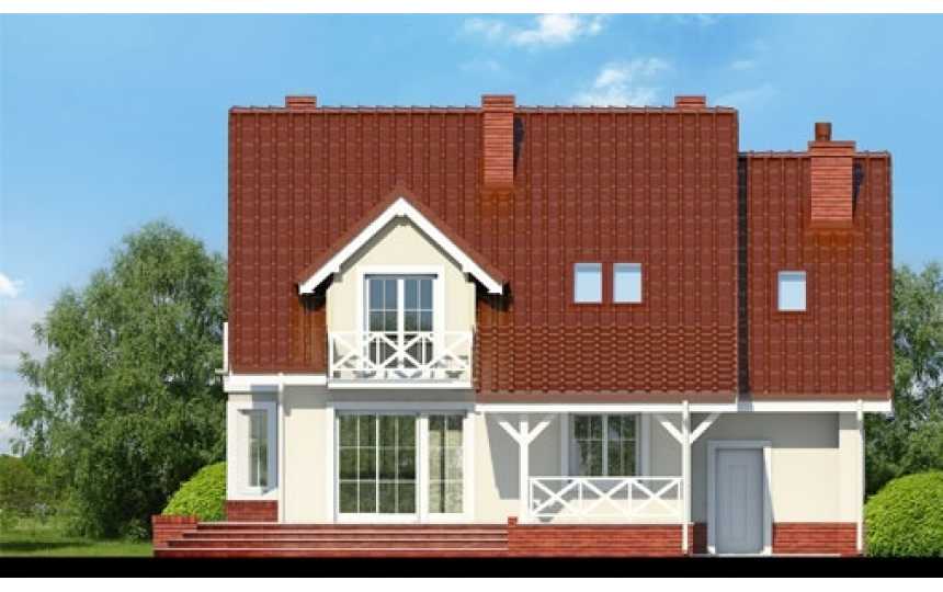 Проект жилого двухэтажного коттеджа из керамоблоков в европейском стиле с одноместным гаражом и камином - VV-4 VV-4