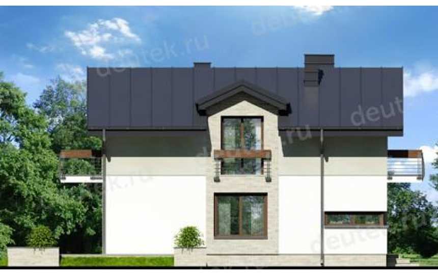 Проект жилого двухэтажного дома из керамоблоков с камином и мансардой - SK-8 SK-8