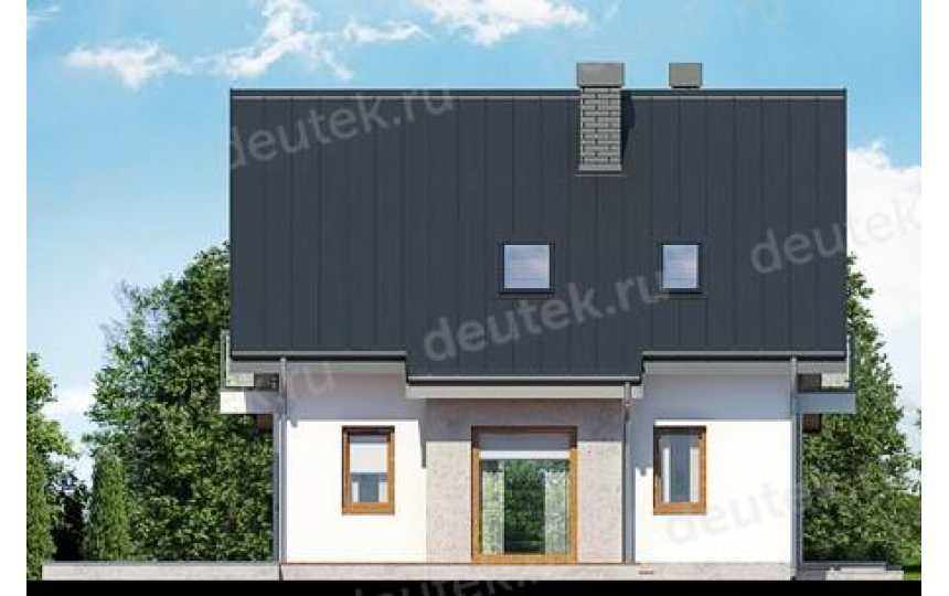 Проект узкого двухэтажного дома из керамоблоков с одноместным гаражом и камином  - SK-12 SK-12