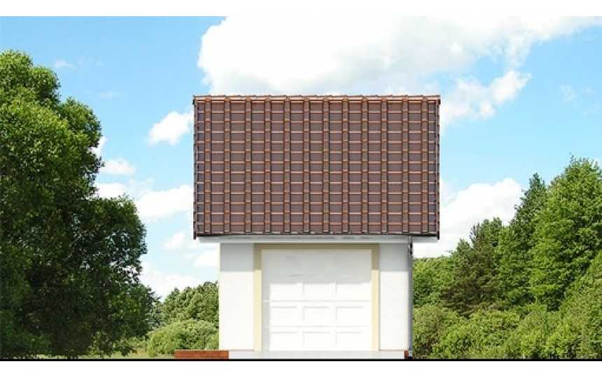 Проект узкого одноэтажного одноместного гаража из керамоблоков в европейском стиле с хозяйственным помещением - VV-8 VV-8