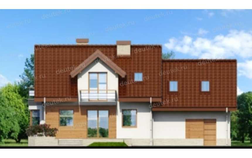 Проект европейского жилого двухэтажного дома из керамоблоков с двухместным гаражом и камином  - КА-3 KA-3