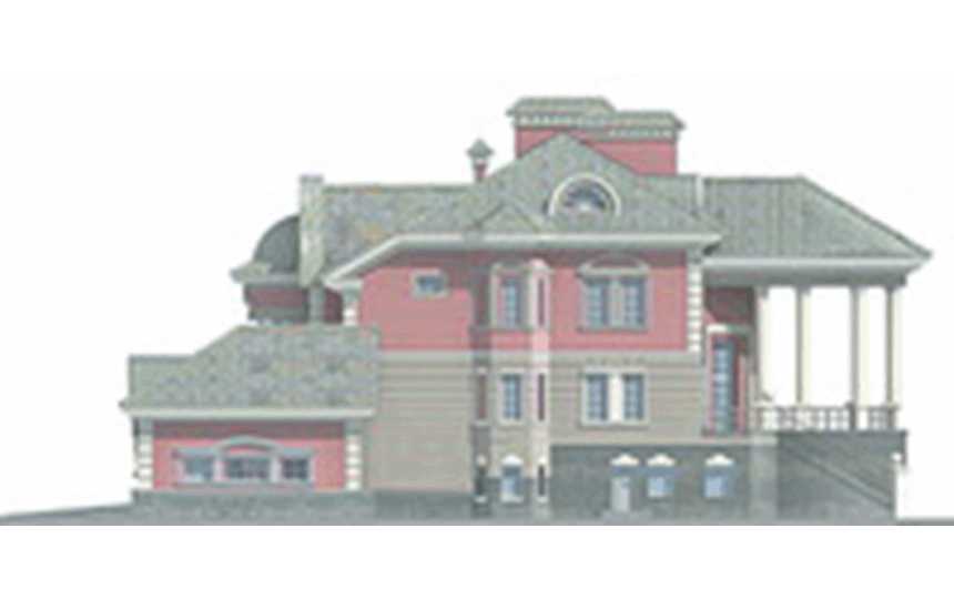 Проект квадратного двухэтажного дома из кирпича в стиле барокко с цокольным этажом, погребом и двухместным гаражом - PA-17