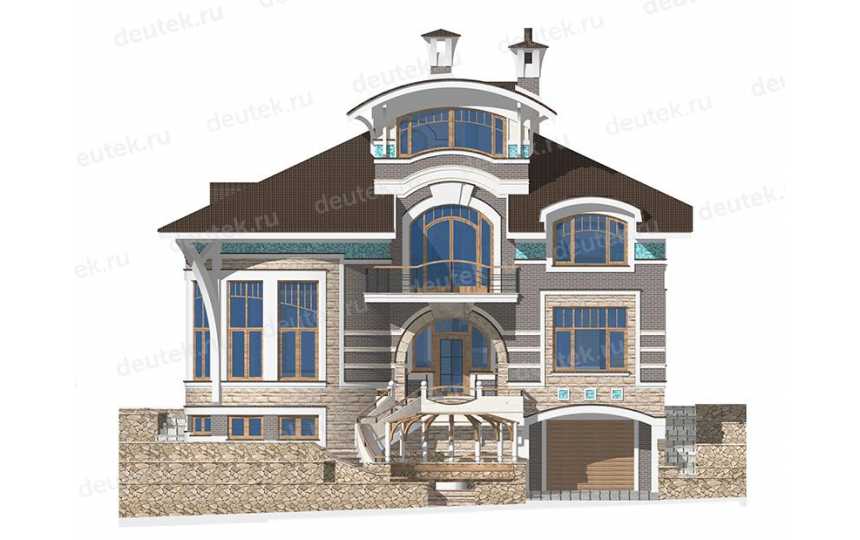  Проект четырёхэтажного дома из кирпича в стиле барокко с мансардным этажом и одноместным гаражом, с площадью до 450 кв м PA-41