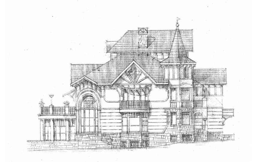  Проект четырёхэтажного дома из кирпича в стиле барокко с цокольным этажом и эркерами, с площадью до 650 кв м  PA-55
