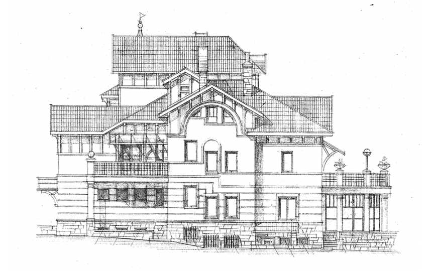  Проект четырёхэтажного дома из кирпича в стиле барокко с цокольным этажом и эркерами, с площадью до 650 кв м  PA-55