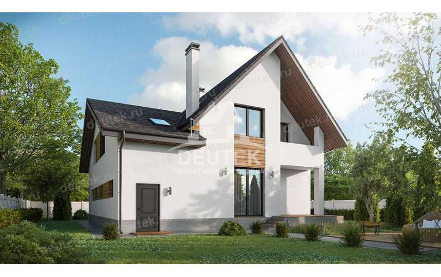 Проект двухэтажного жилого дома в европейском стиле с двухместным гаражом KVR-91