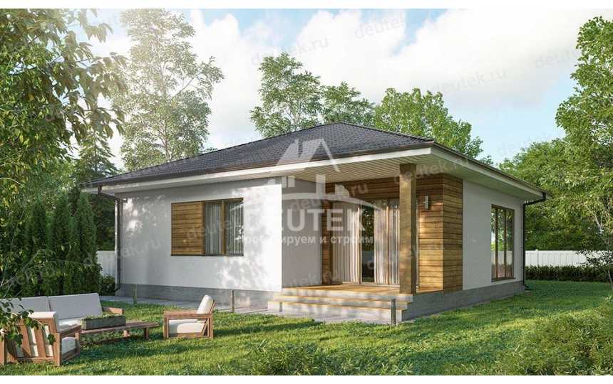Проект одноэтажного жилого дома в европейском стиле с террасой KVR-92