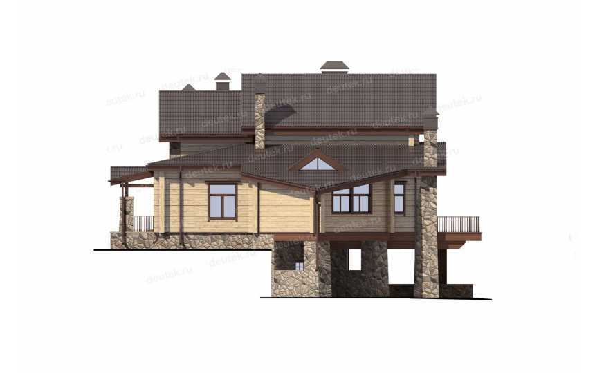 Проект трехэтажного дома из газобетона в европейском стиле с цоколем и мансардой KVR-65