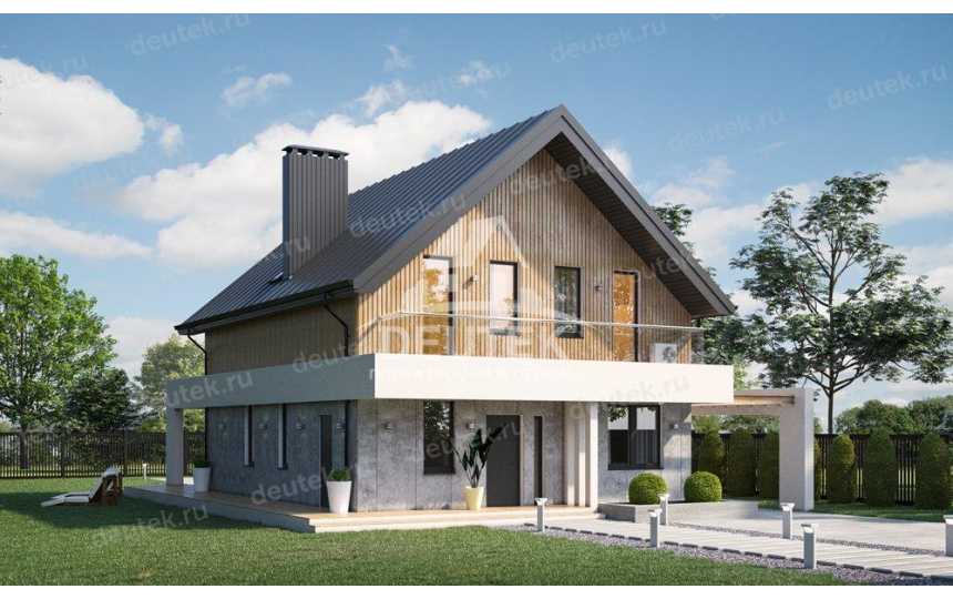 Проект жилого двухэтажного дома в стиле хай-тек из газобетона с размерами 11 м на 14 м LK-100