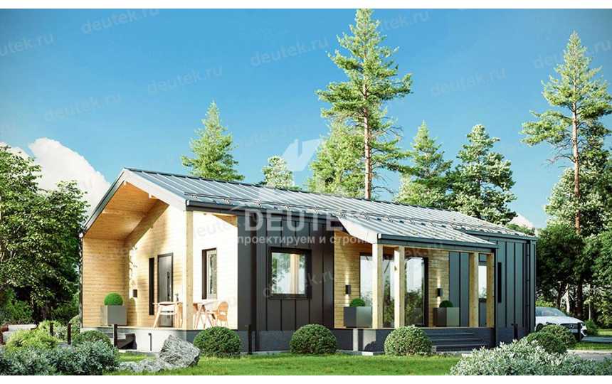 Проект жилого узкого одноэтажного дома из каркаса в европейском стиле  с размерами 11 м на 15 м и площадью до 150 кв м LK-125