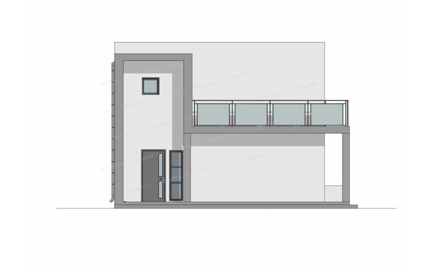 Проект индивидуального жилого дома с террасой в стиле ХАЙ-ТЕК DTE-191