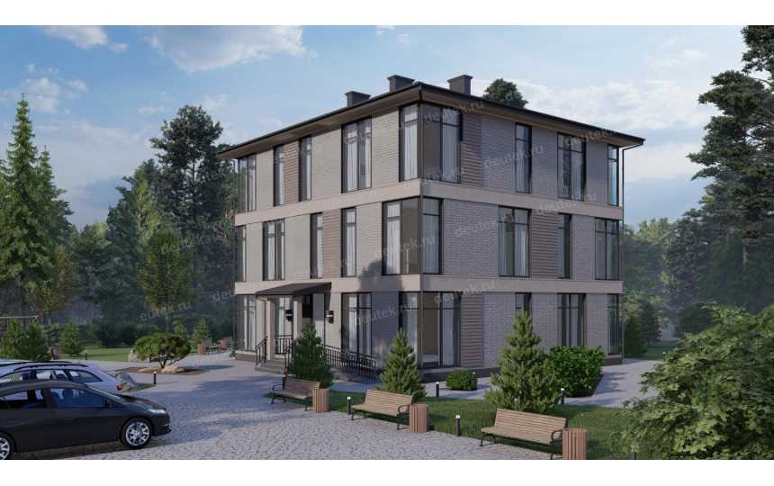 Проект трехэтажного многоквартирного дома с размерами 12 м на 14 м - P306