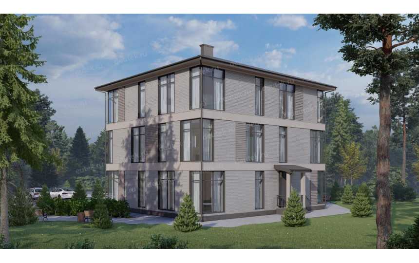 Проект трехэтажного многоквартирного дома с размерами 12 м на 14 м - P306