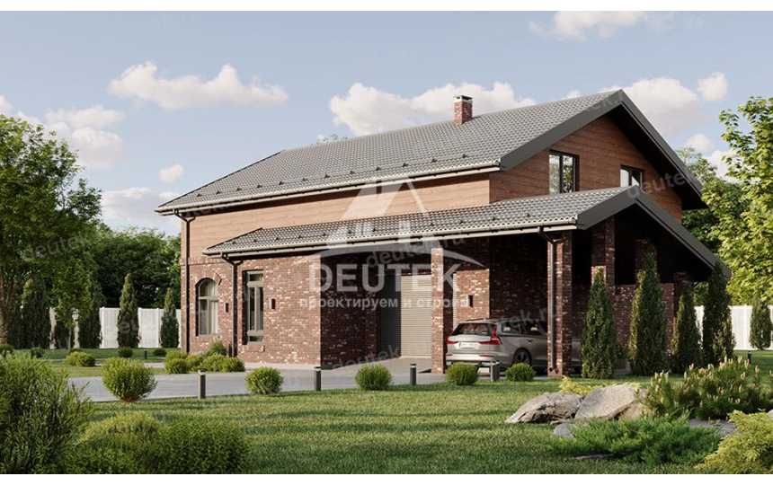 Проект квадратного двухэтажного дома с одноместным гаражом - LK-292