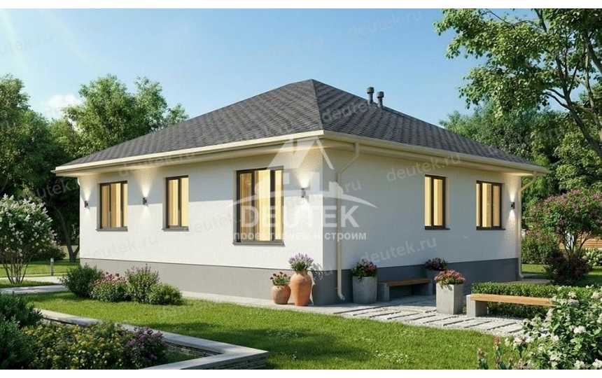 Проект квадратного одноэтажного дома с размерами 11 м на 11 м - LK-460
