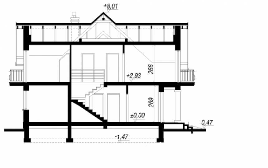 Проект двухэтажного дома с мансардой и гаражом SM-8 SM-8