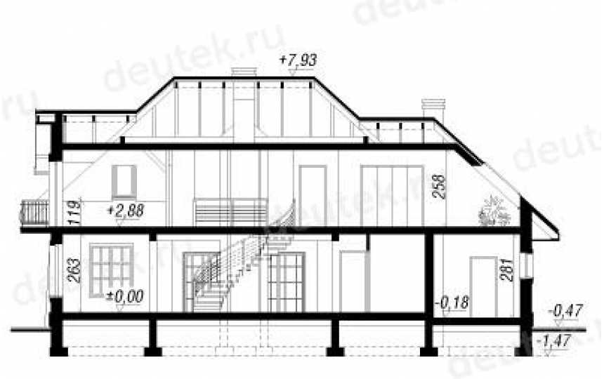 Проект жилого двухэтажного дома из керамоблоков с двухместным гаражом и эркером - SK-6 SK-6