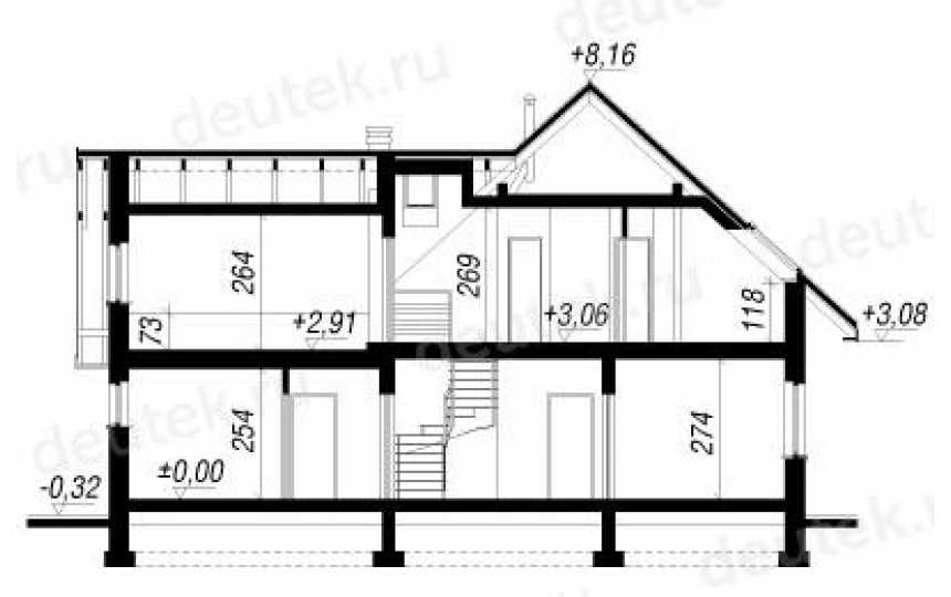 Проект двухэтажного дома из керамоблоков с одноместным гаражом и кабинетом - SK-10 SK-10