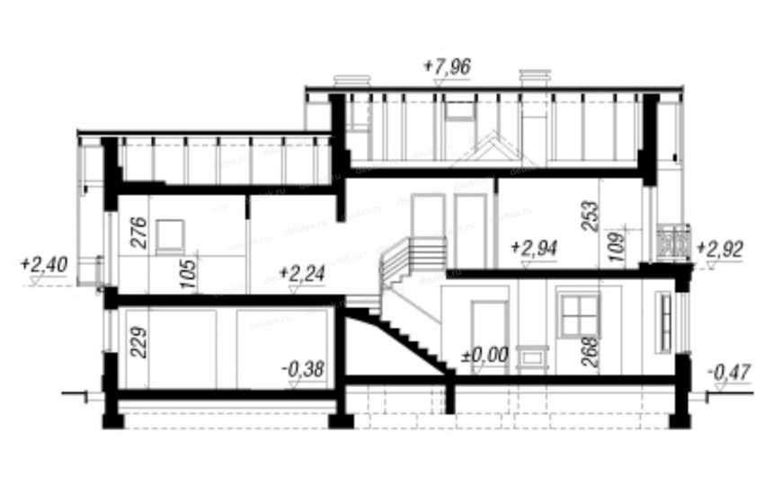 Проект узкого двухэтажного дома из керамоблоков с двухместным гаражом и эркером - LG-1 LG-1