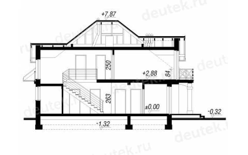 Проект двухэтажного дома с мансардой из керамоблоков с гаражом и кабинетом -MA-1 MA-1