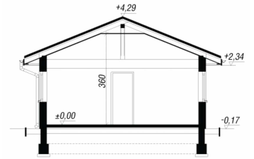 Проект узкого одноэтажного двухместного гаража из пористого бетона в европейском стиле с хозяйственным помещением - VV-10 VV-10