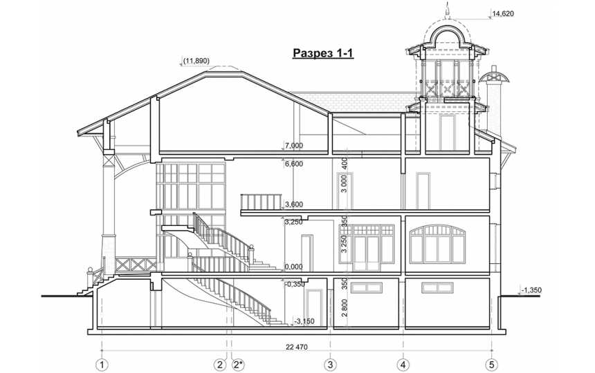 Проект узкого двухэтажного дома из кирпича в стиле барокко с цокольным этажом и тренажёрным залом, с площадью до 650 кв м PA-8