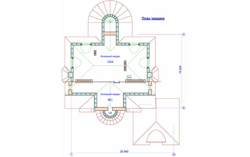 Проект квадратного двухэтажного дома из кирпича в стиле барокко с цокольным этажом, погребом и двухместным гаражом - PA-17