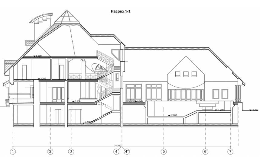 Проект узкого четырёхэтажного дома из кирпича в стиле барокко с цокольным этажом и эркерами, с площадью до 550 кв м PA-30