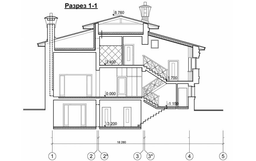 Проект квадратного трёхэтажного дома из кирпича в стиле барокко с цокольным этажом и двухместным гаражом, с площадью до 350 кв м - PA-35