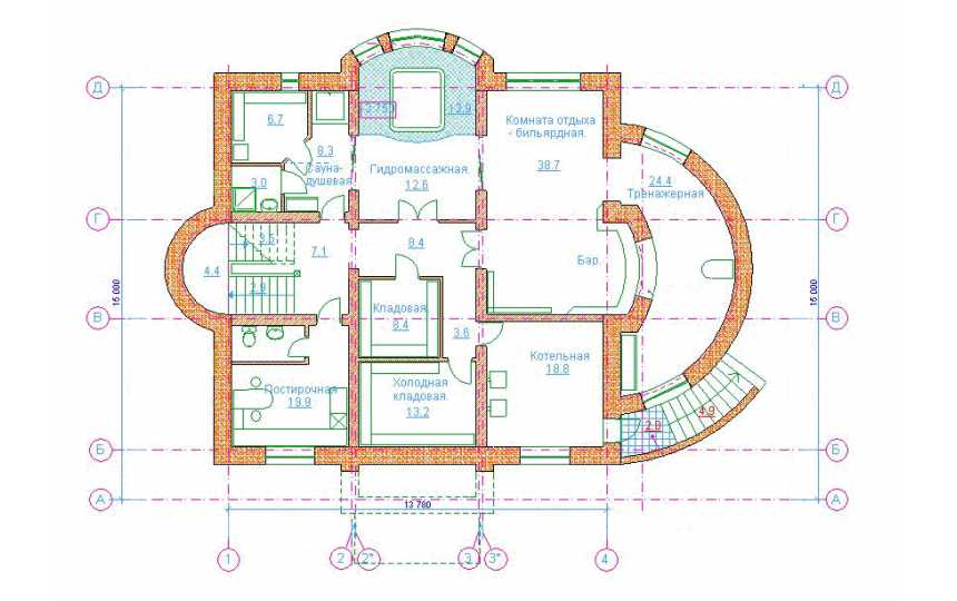Проект квадратного трёхэтажного дома из кирпича в стиле барокко с цокольным этажом и эркерами, с площадью до 650 кв м  PA-52