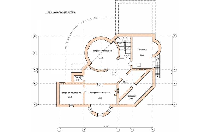 Проект трёхэтажного дома из кирпича в стиле барокко с цокольным этажом и двухместным гаражом, с площадью до 650 кв м  PA-54