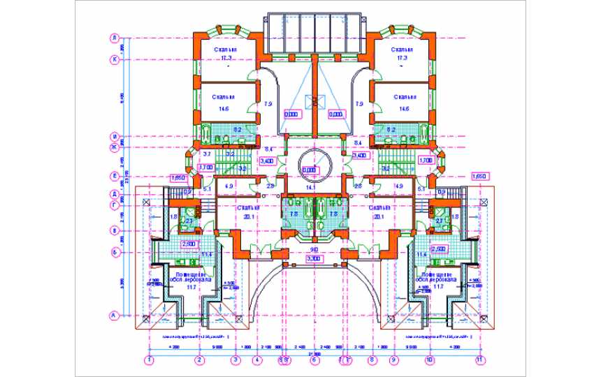 Проект узкого трёхэтажного дома из кирпича в стиле барокко с мансардным этажом и четырехместным гаражом, с площадью до 900 кв м  PA-57