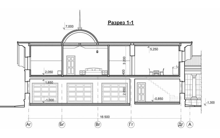 Проект гаража для трёх машин из кирпича в стиле барокко c размерами 17 м на 9 м и площадью до 250 кв м -  PA-62