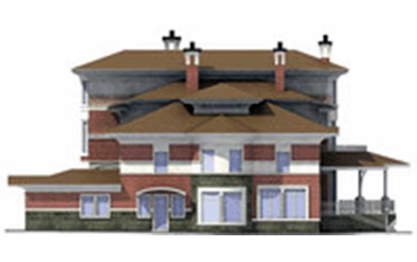 Проект двухэтажного дома в стиле барокко из пеноблоков с цокольным этажом и двухместным гаражом, площадью до 1050 кв м AG-3