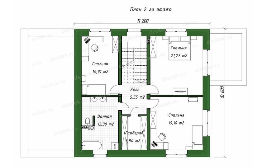 Проект индивидуального двухэтажного жилого дома DTE94