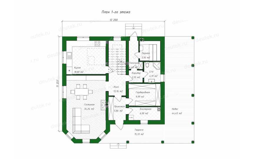 Проект индивидуального двухэтажного жилого дома DTE96