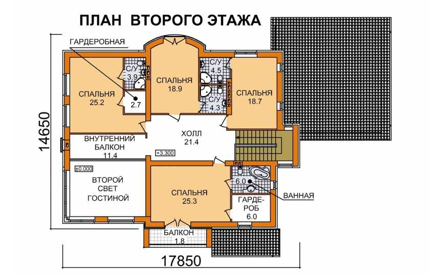 Проект двухэтажного дома с площадью до 450 кв м и вторым светом KVR-22