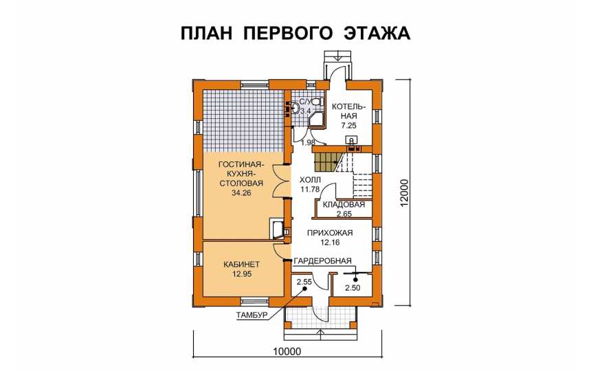 Проект двухэтажного дома с площадью до 200 кв м с кабинетом KVR-27