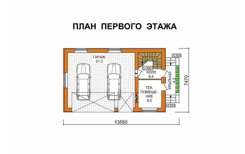 Проект двухэтажного дома с площадью до 150 кв м и двухместным гаражом KVR-34