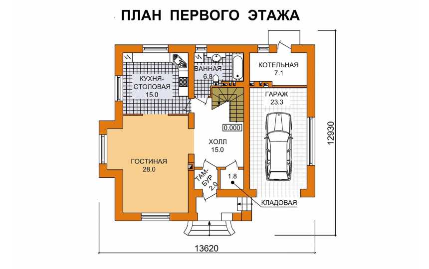 Проект двухэтажного дома с площадью до 200 кв м и одноместным гаражом KVR-37