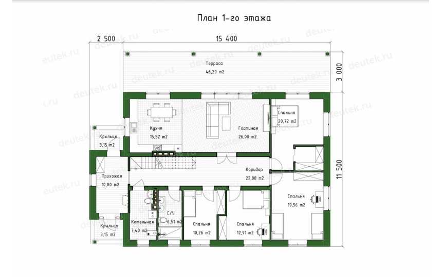 Проект индивидуального жилого дома с мансардным этажом   DTE132
