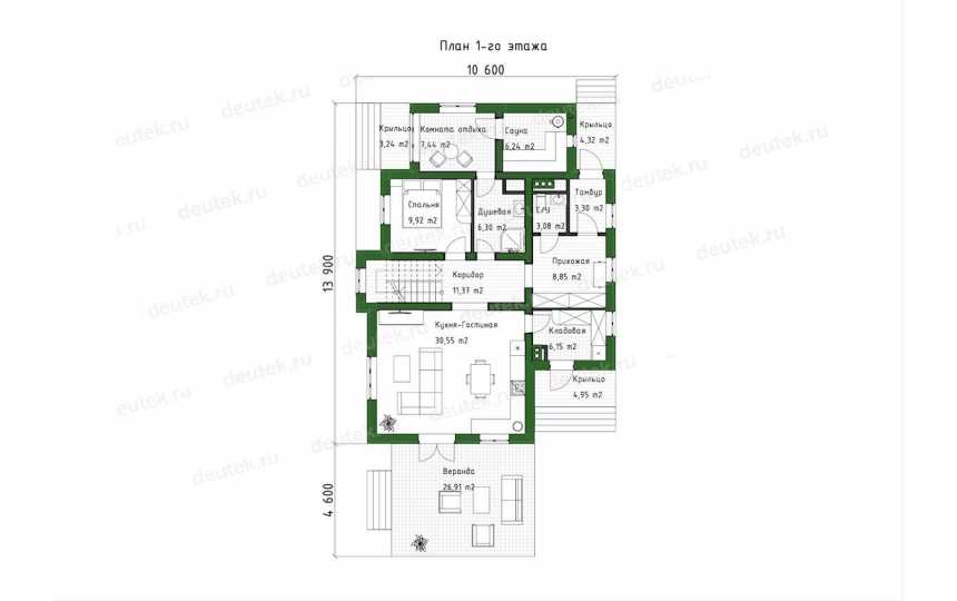  Индивидуальный проект жилого дома с мансардным этажом DTE-145