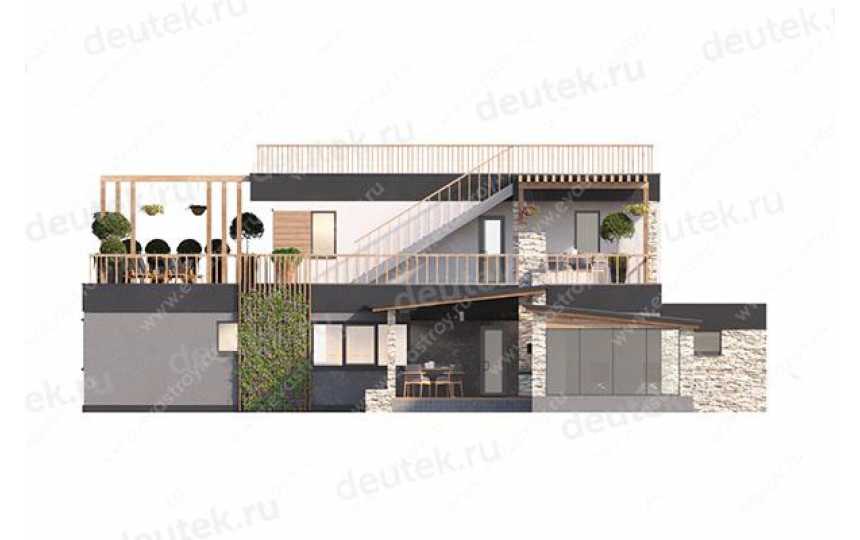 Проект узкого двухэтажного дома с двухместным гаражом и бассейном LK-5
