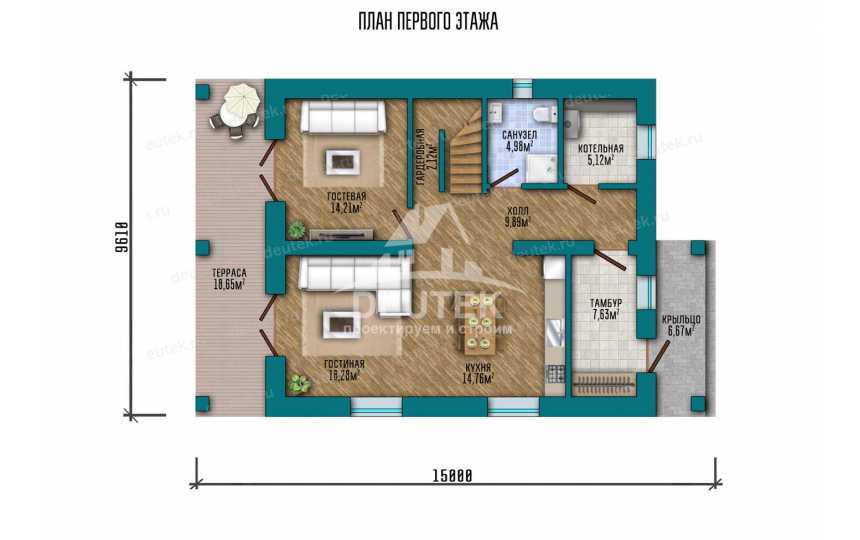 Проект узкого двухэтажного дома с площадью до 200 кв м SRK-6