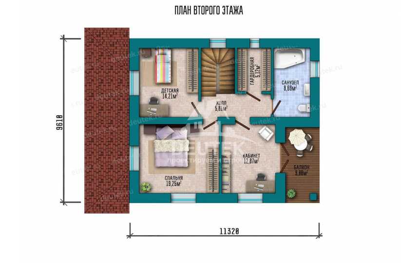 Проект узкого двухэтажного дома с кабинетом SRK-8