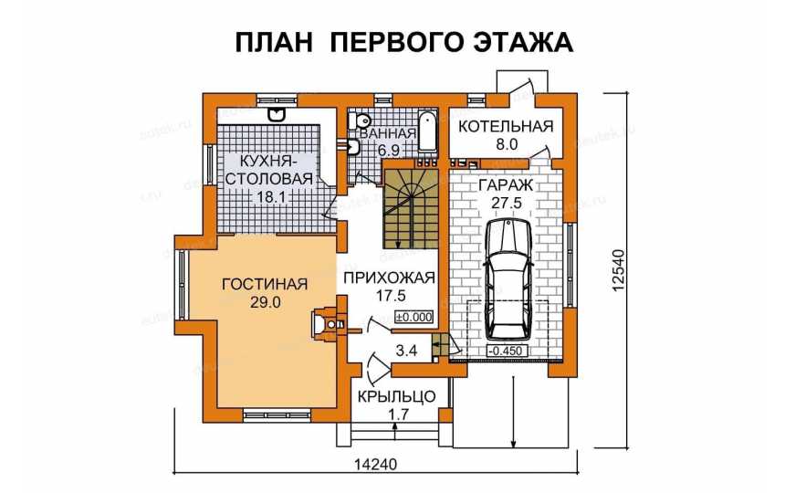 Проект двухэтажного дома с площадью до 200 кв м и одноместным гаражом KVR-132