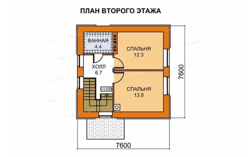 Проект двухэтажного дома с площадью до 100 кв м с террасой KVR-131