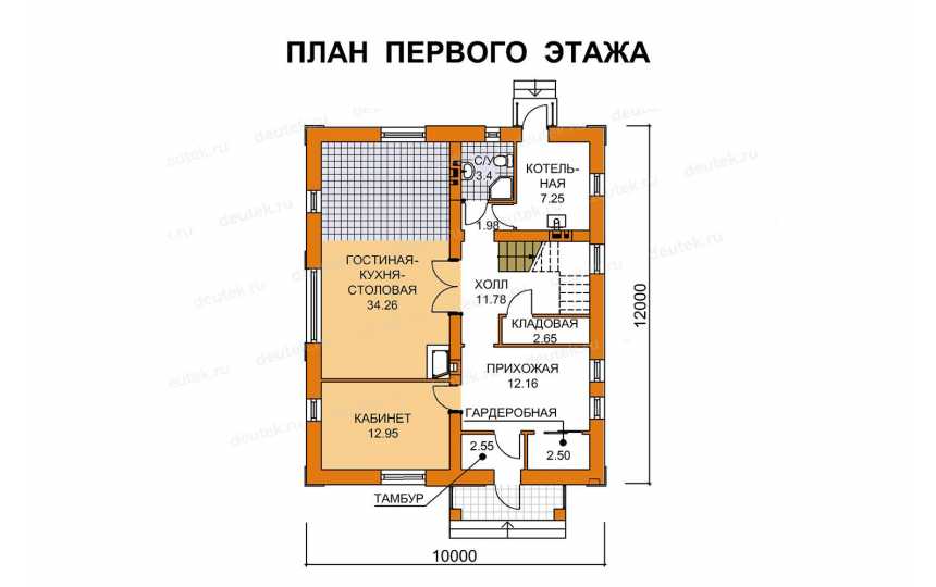 Проект двухэтажного дома с площадью до 200 кв м с кабинетом KVR-47